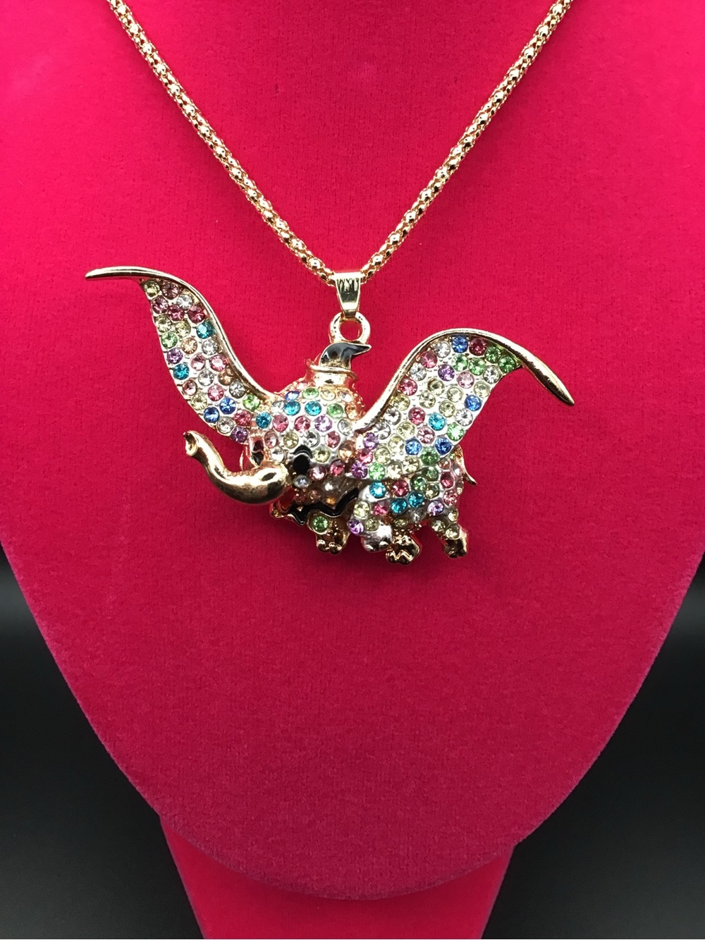 Betsey Johnson Dumbo Rhinestone Necklace